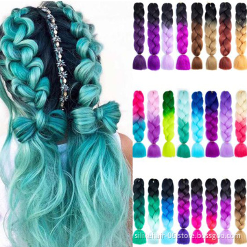 Wholesale 24 Inch Ombre Blue Red Green PROTECTIVE STYLE LIGHTWEIGHT Jumbo Braids Hair Easy Braiding Synthetic Hair Extensions